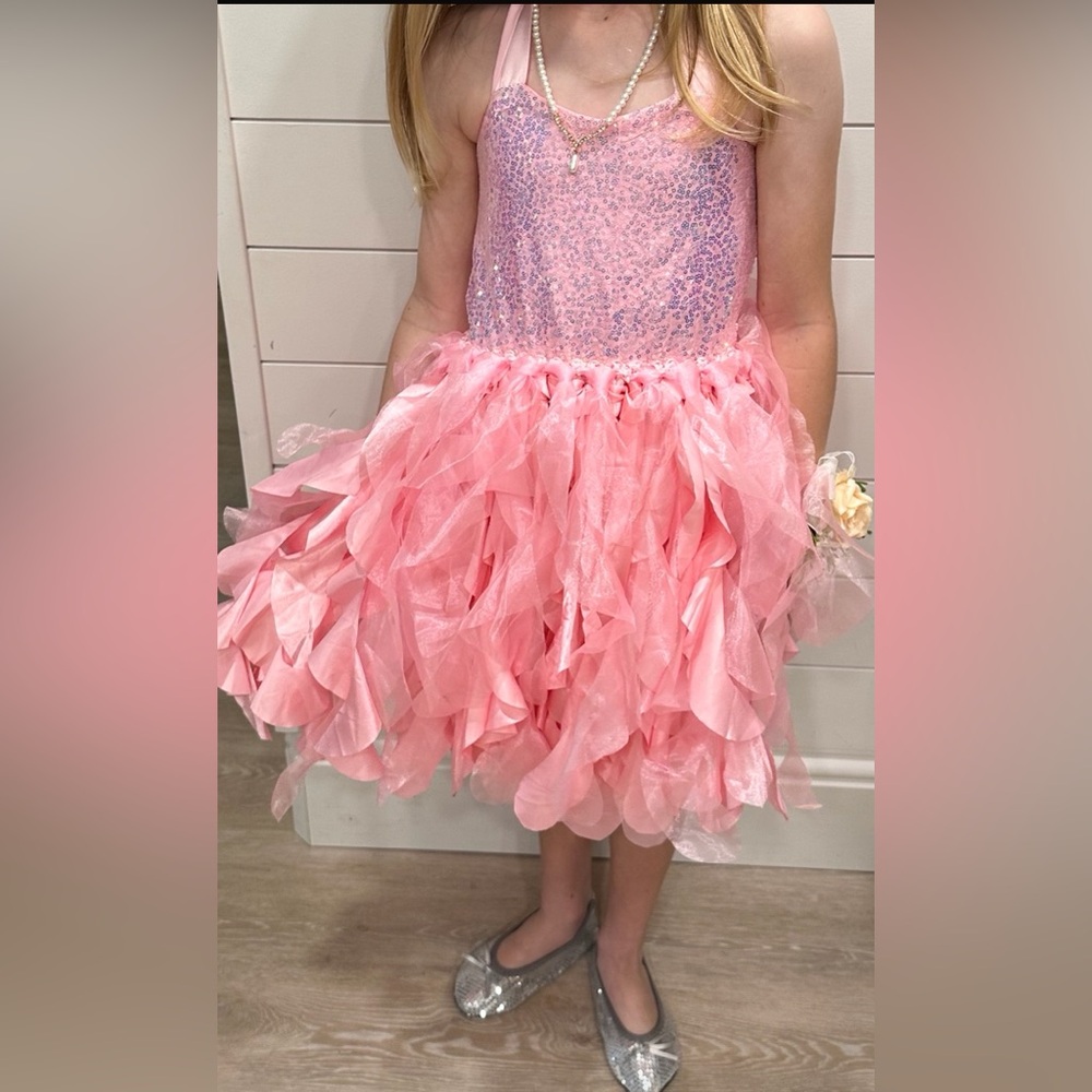 Pink Ruffled Girls Party Dress